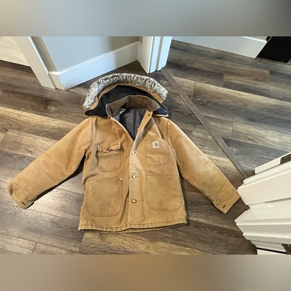 Carhartt Other - Vintage Carhartt Button Up Kahki
Hooded Heavy Jacket